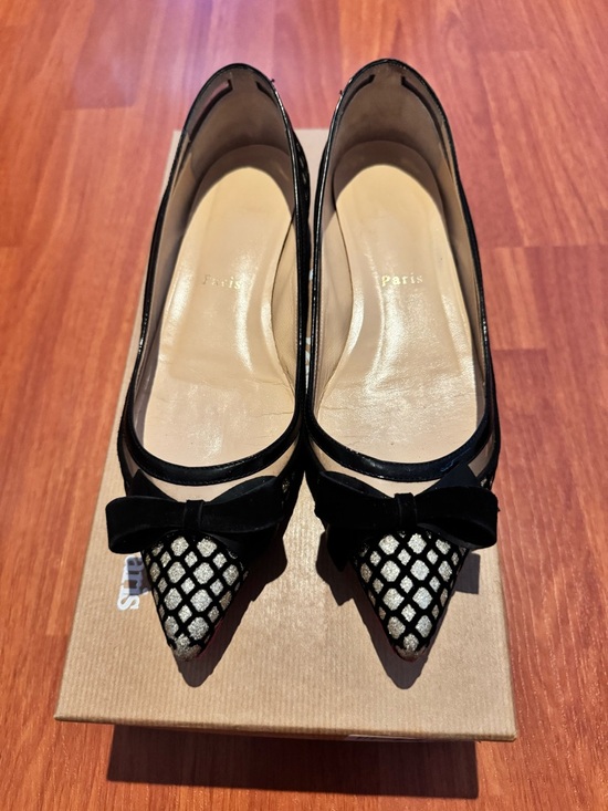Christian Louboutin Shoes - Christian Louboutin Floque Women's Glitter Flats with Bow